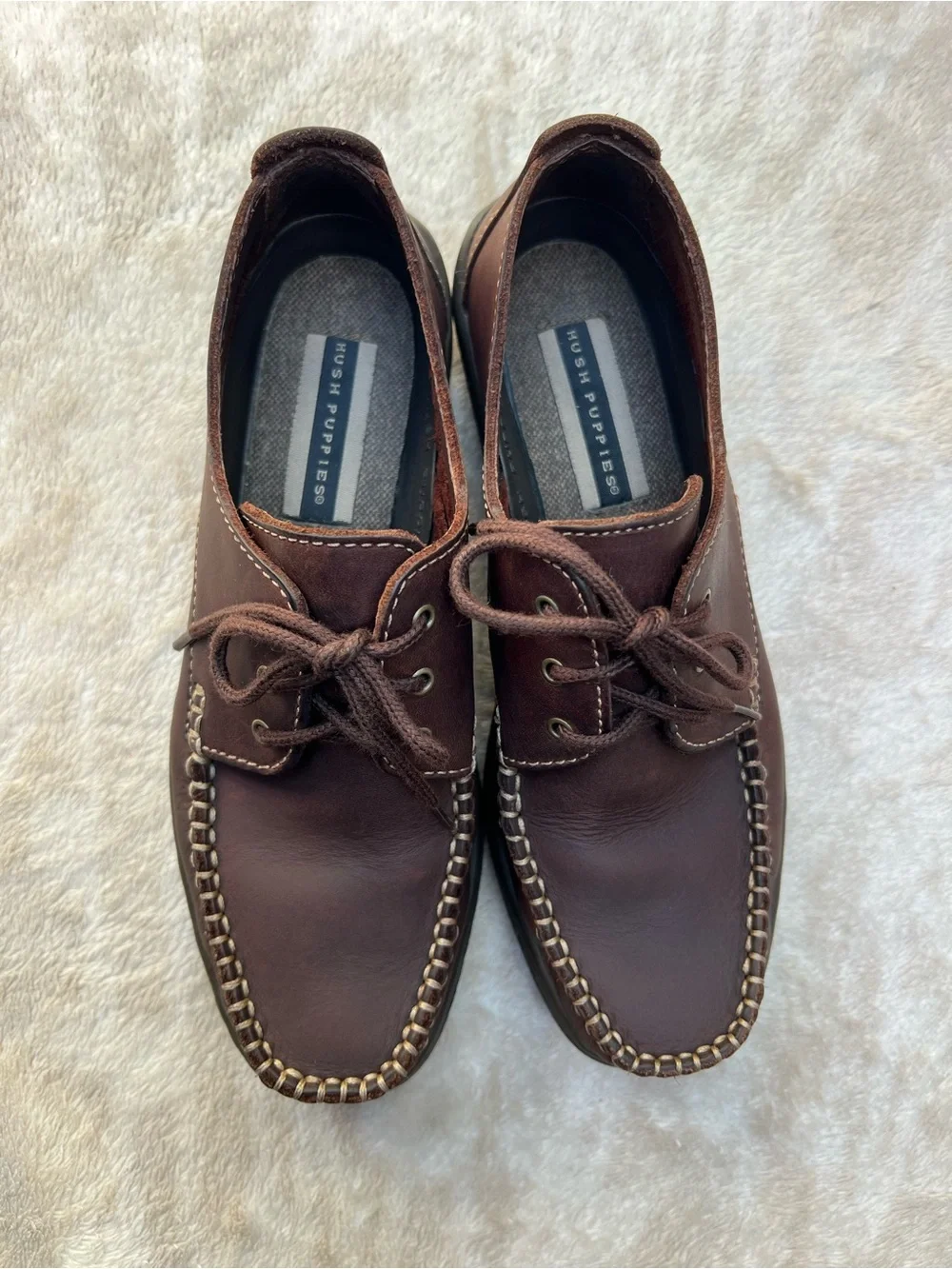 Hush Puppies Brown Genuine Leather Lace-Up Casual Oxford Shoes